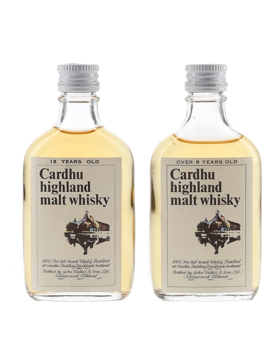 Cardhu 8 & 12 Year Old Bottled 1970s - UK Labels 2 x 5cl