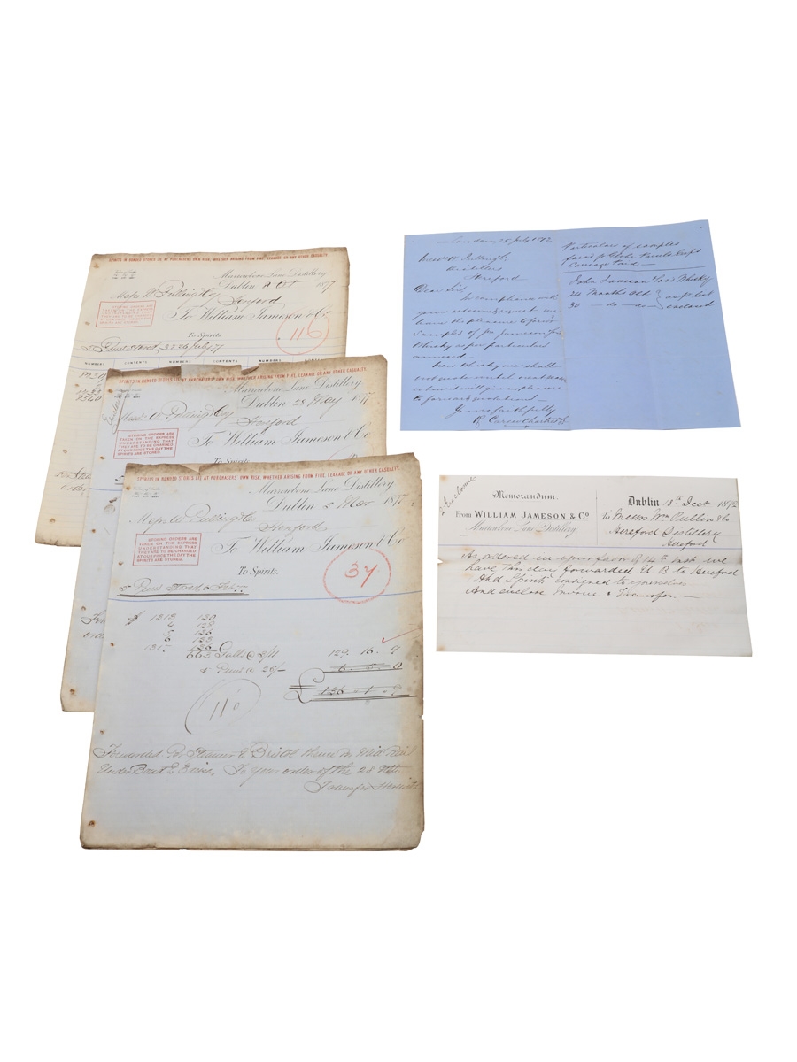 William Jameson Marrowbone Lane Distillery Correspondence & Invoices  Dated 1872-1877 William Pulling & Co. 