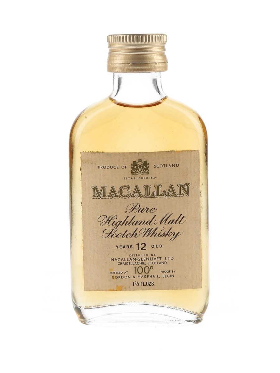 Macallan 12 Year Old 100 Proof Bottled 1970s - Gordon & MacPhail 4.7cl / 57%