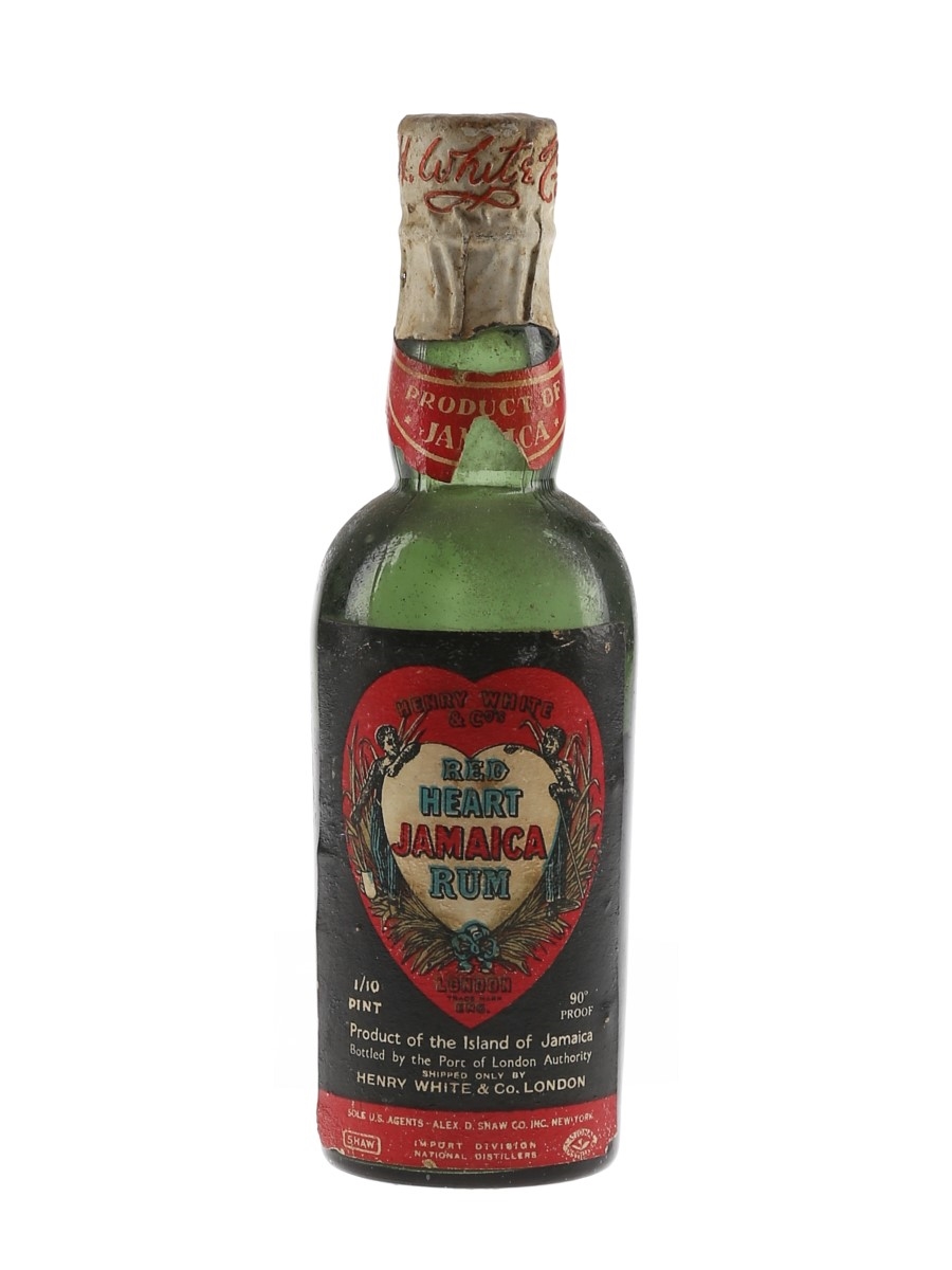 Red Heart Jamaica Rum Bottled 1930s-1940s - Henry White & Co. 4.7cl / 45%