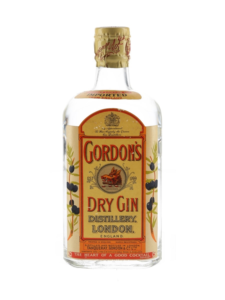 Gordon's Dry Gin Spring Cap Bottled 1950s 37.5cl