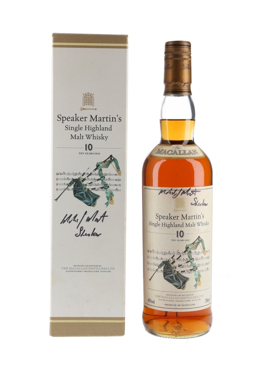 Macallan 10 Year Old Speaker Martin's - Signed By Michael Martin 70cl / 40%