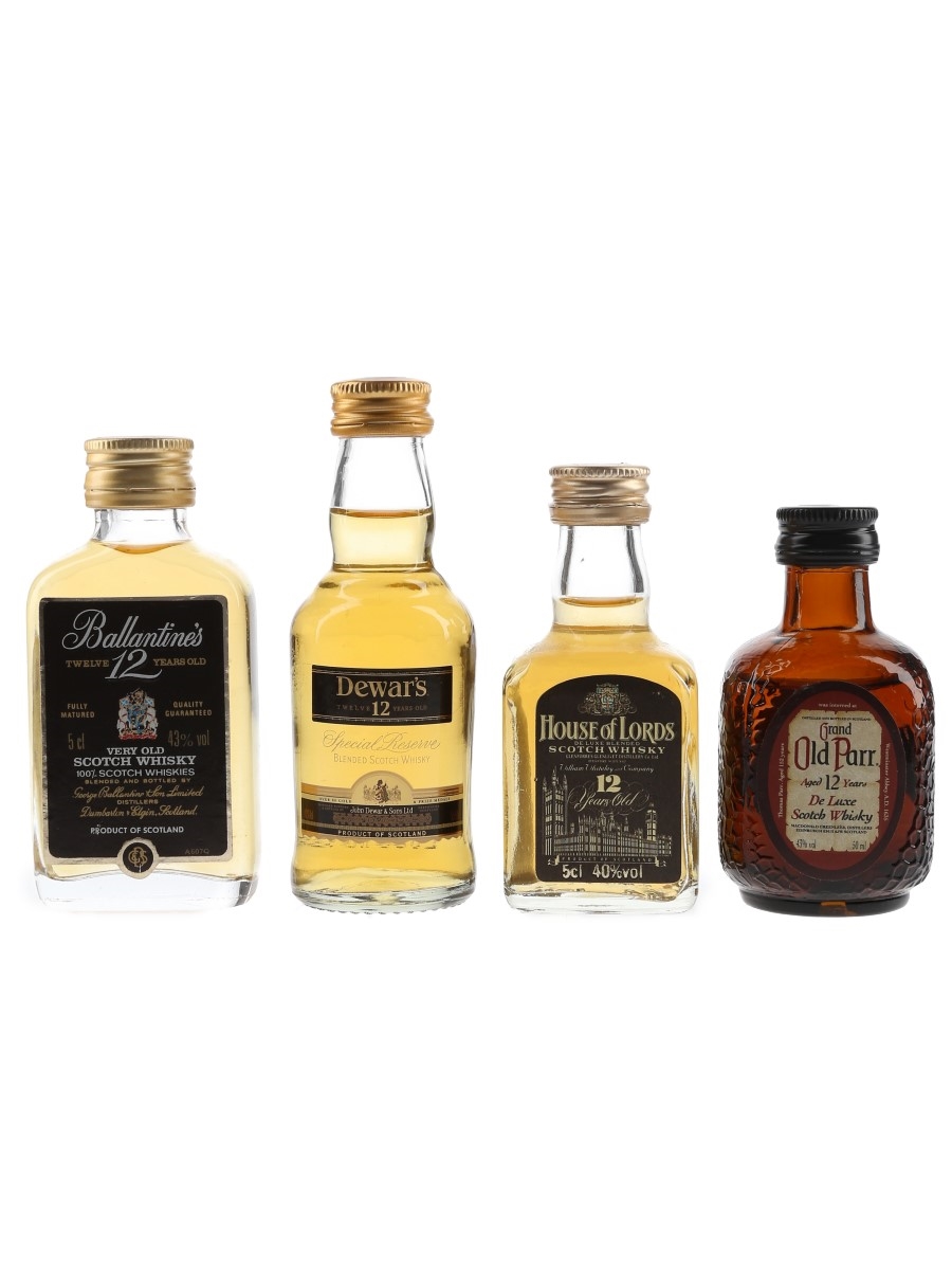 Ballantine's, Dewar's, Grand Old Parr & House Of Lords 12 Year Old  4 x 5cl