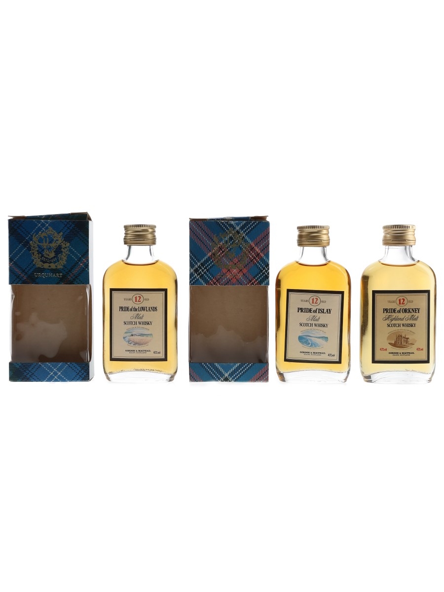 Pride Of Islay, Lowlands & Orkney 12 Year Old Bottled 1980s & 1990s - Gordon & MacPhail 3 x 5cl / 40%