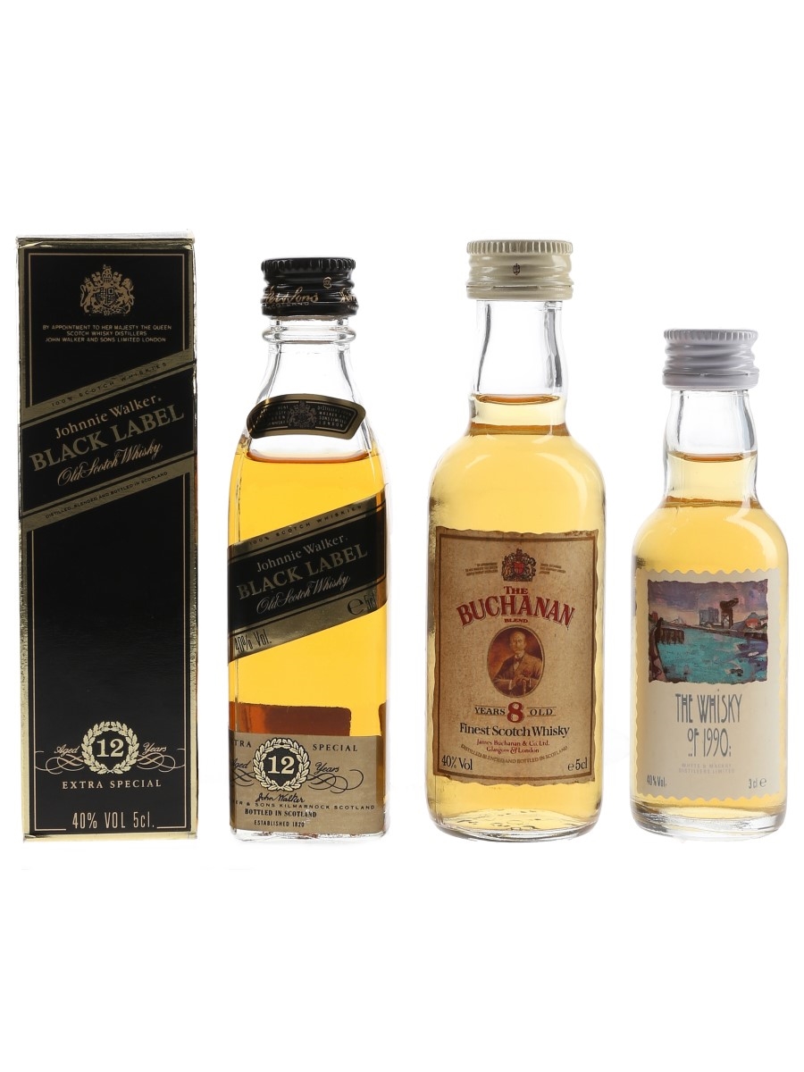 The Buchanan 8 Year Old, Johnnie Walker &The Whisky of 1990  3 x 3-5cl / 40%