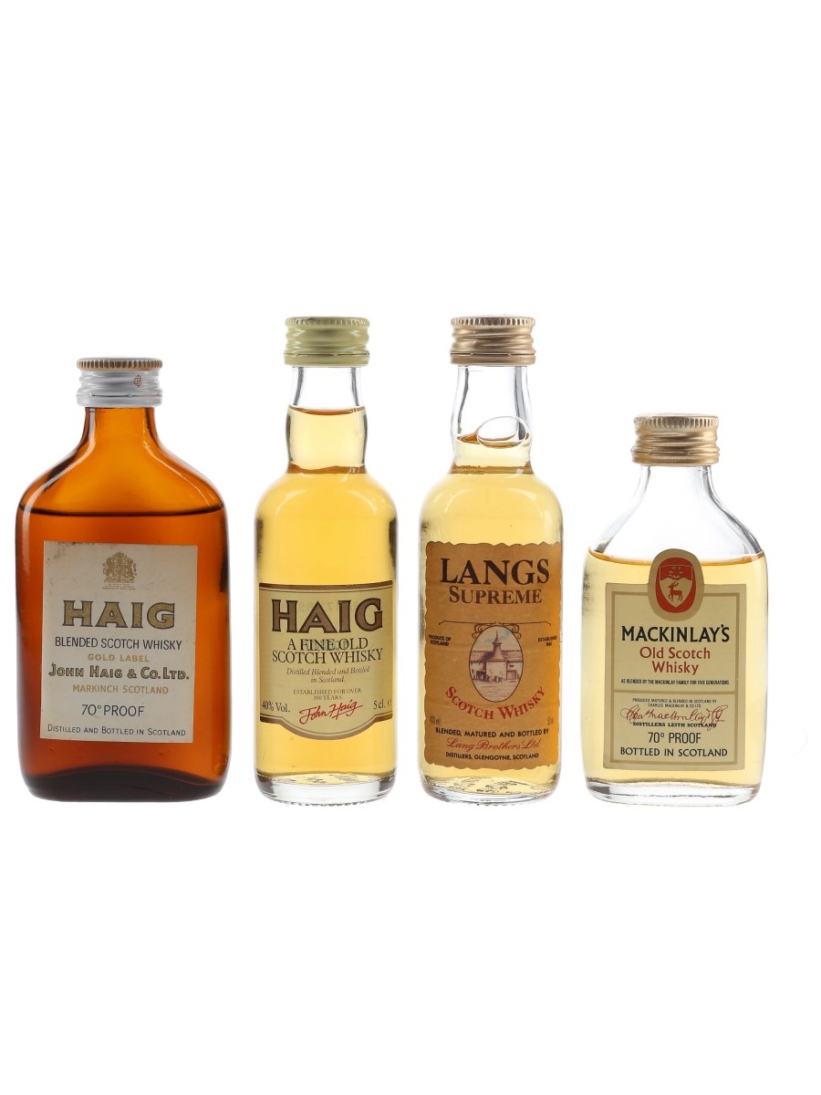 Haig, Lang's Supreme & Mackinlay's Bottled 1970s - 1990s 4 x 5cl