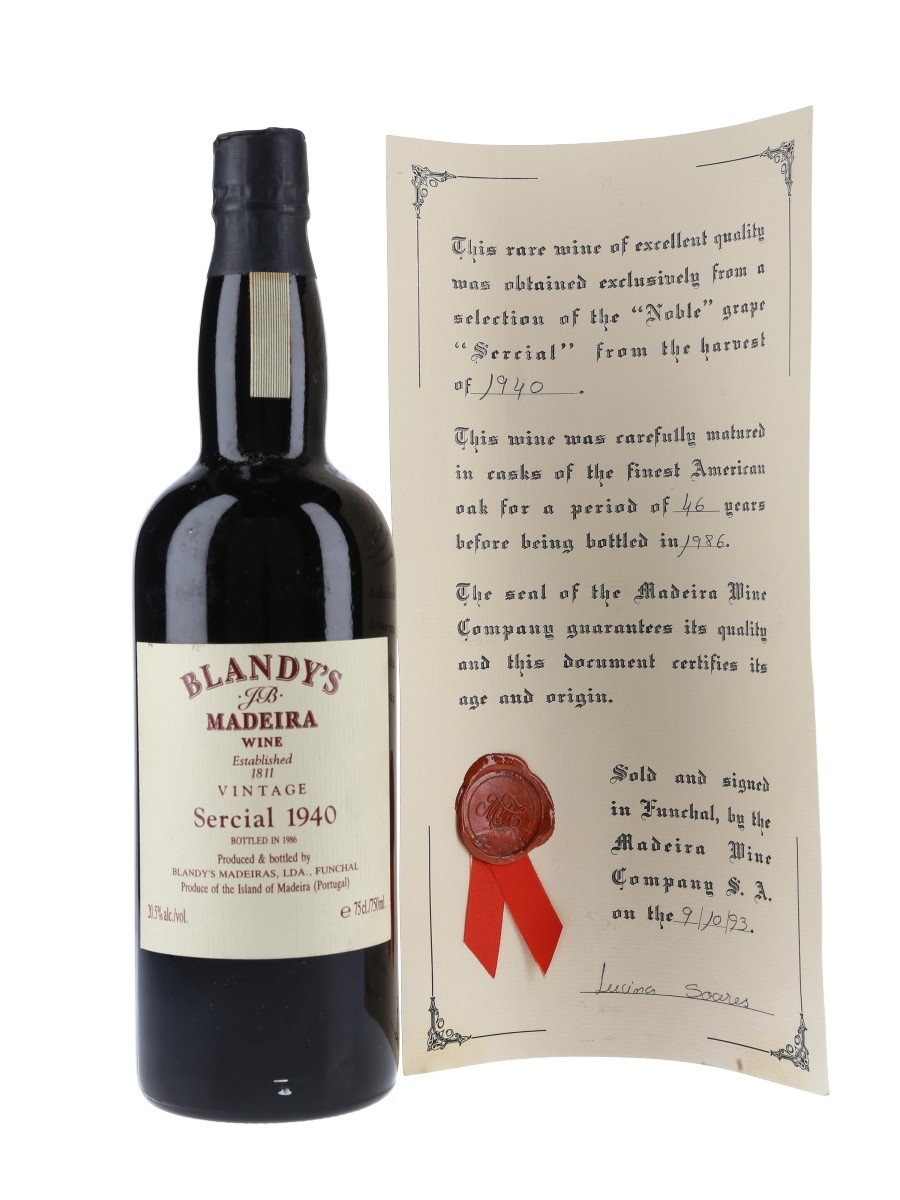 Blandy's Sercial 1940 Madeira Bottled 1986 75cl / 20.5%