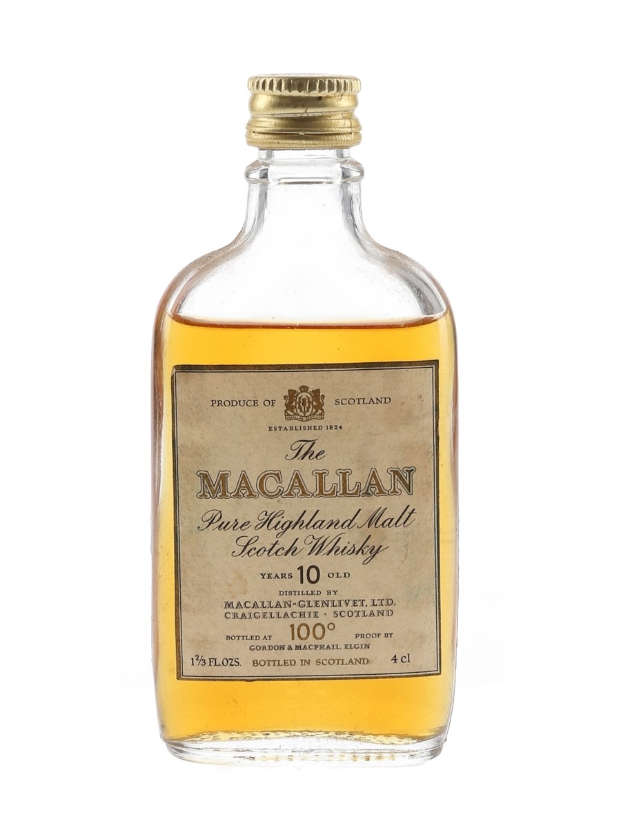 Macallan 10 Year Old 100 Proof Bottled 1970s-1980s - Gordon & MacPhail 4cl / 57%