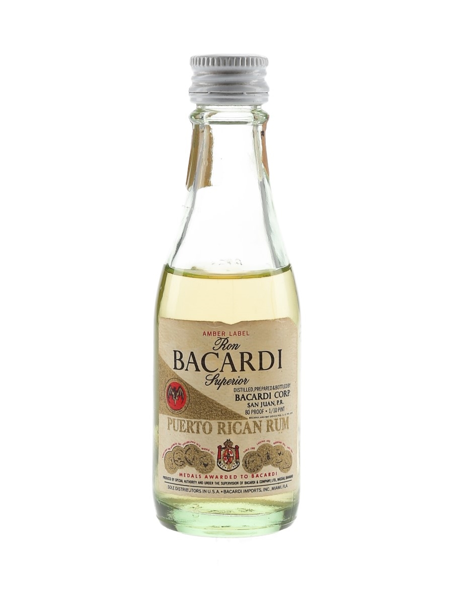 Bacardi Amber Label Puerto Rican Rum Bottled 1970s 4.7cl / 40%