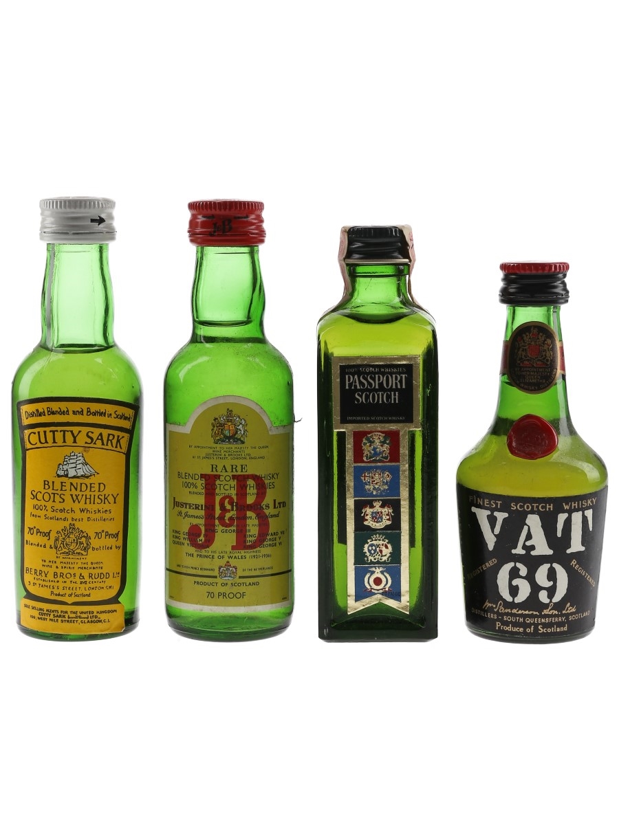 Cutty Sark, J&B, Passport Scotch & Vat 69 Bottled 1960s & 1970s 4 x 5cl / 40%