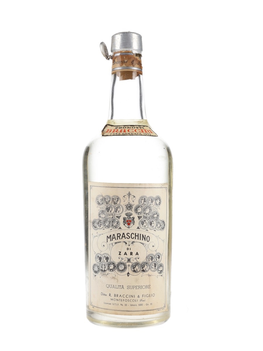 Braccini Maraschino Di Zara Liqueur Bottled 1950s 100cl / 35%