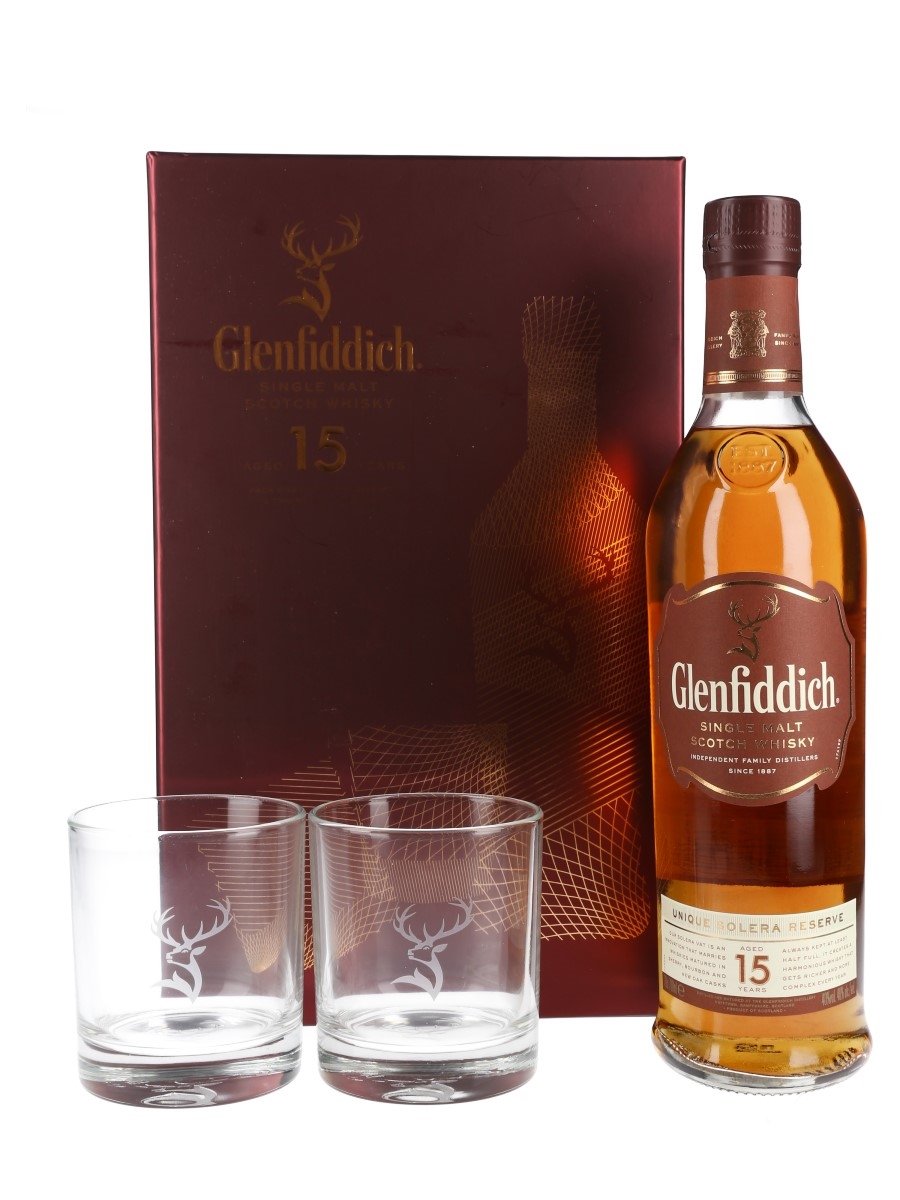Glenfiddich 15 Year Old Solera Reserve Glasses Gift Pack 70cl / 40%