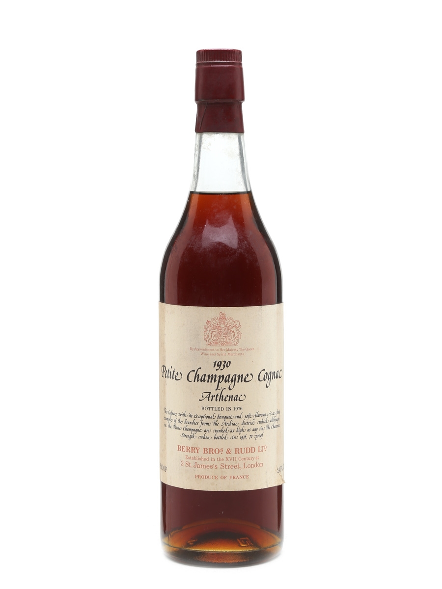Berry Bros & Rudd 1930 Arthenac Cognac Bottled 1976 70cl / 40%