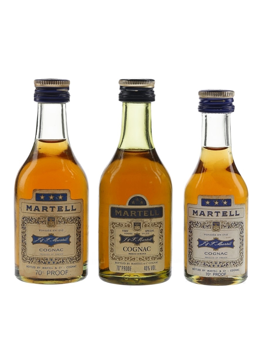 Martell 3 Star Bottled 1970s 3 x 5cl / 40%