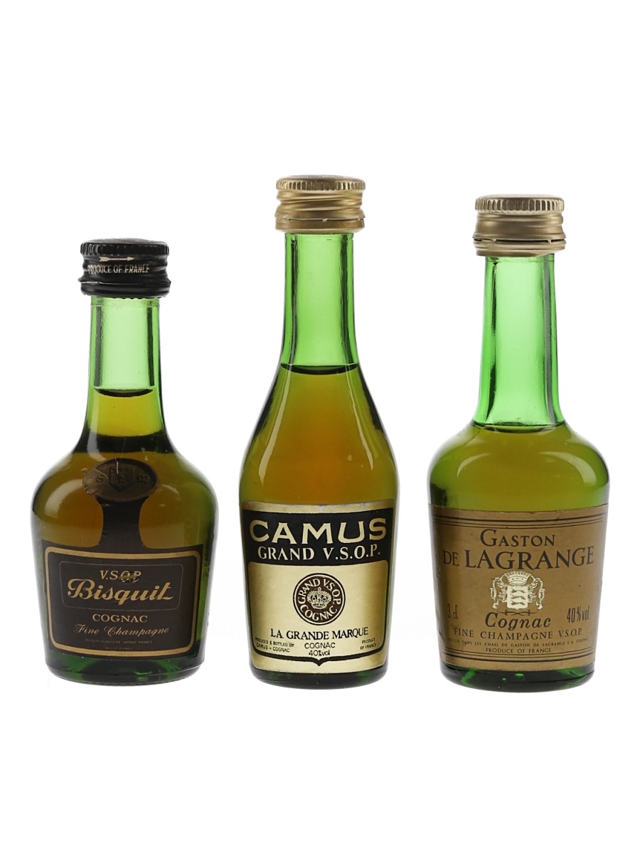 Bisquit VSOP, Camus Grand V.S.O.P & Gaston De Lagrange Bottled 1970s-1980s 3x3cl / 40%