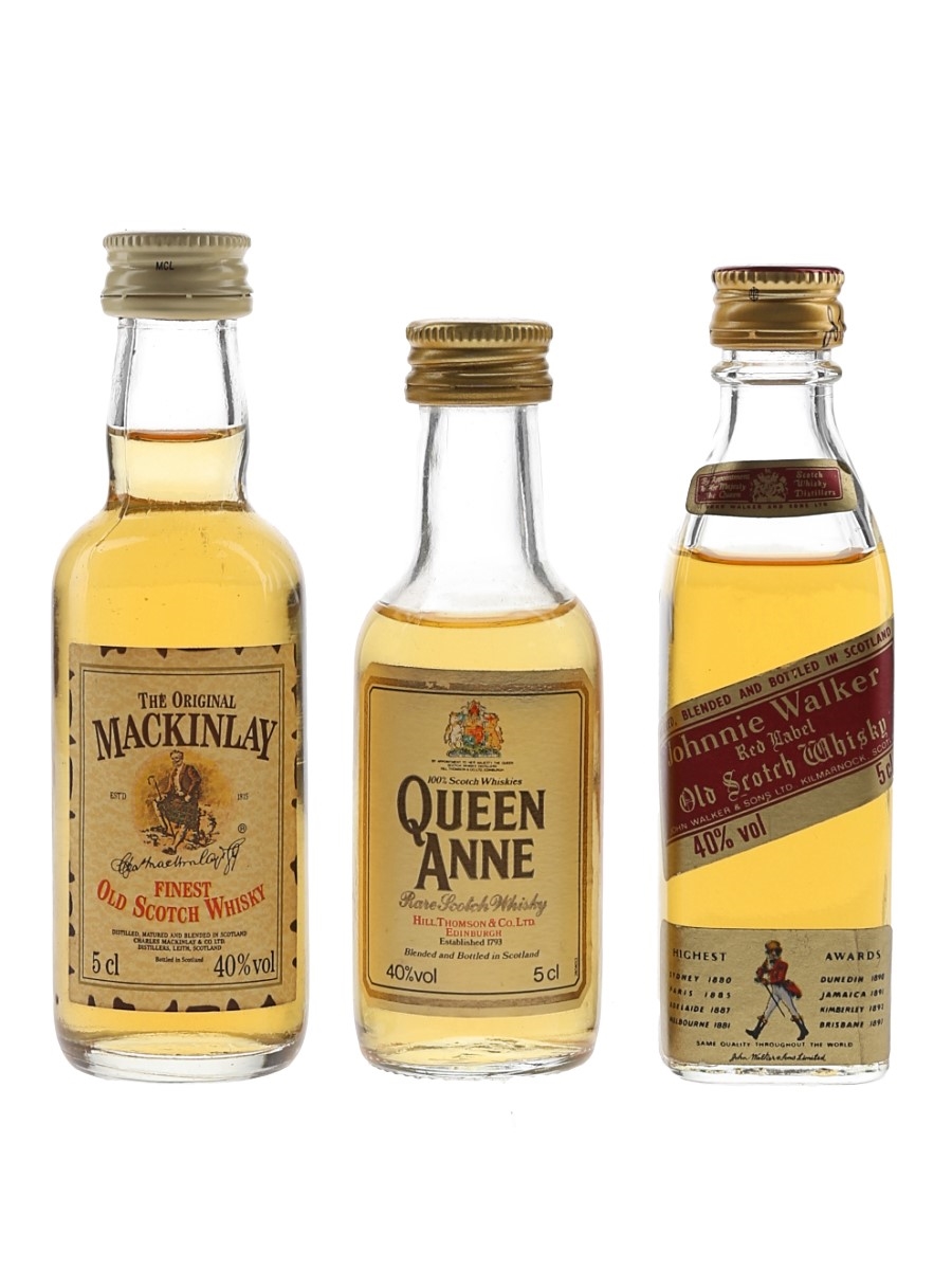 Johnnie Walker, Mackinlay & Queen Anne Bottled 1980s 3 x 5cl / 40%