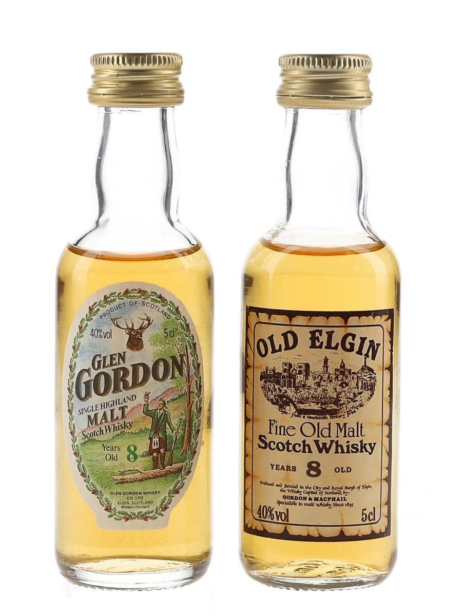 Old Elgin 8 Year Old & Glen Gordon 8 Year Old Bottled 1980s 2 x 5cl / 40%