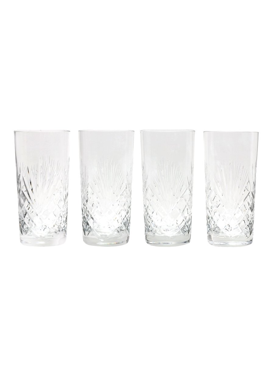 Four Crystal Highball Glasses  14.5cm tall