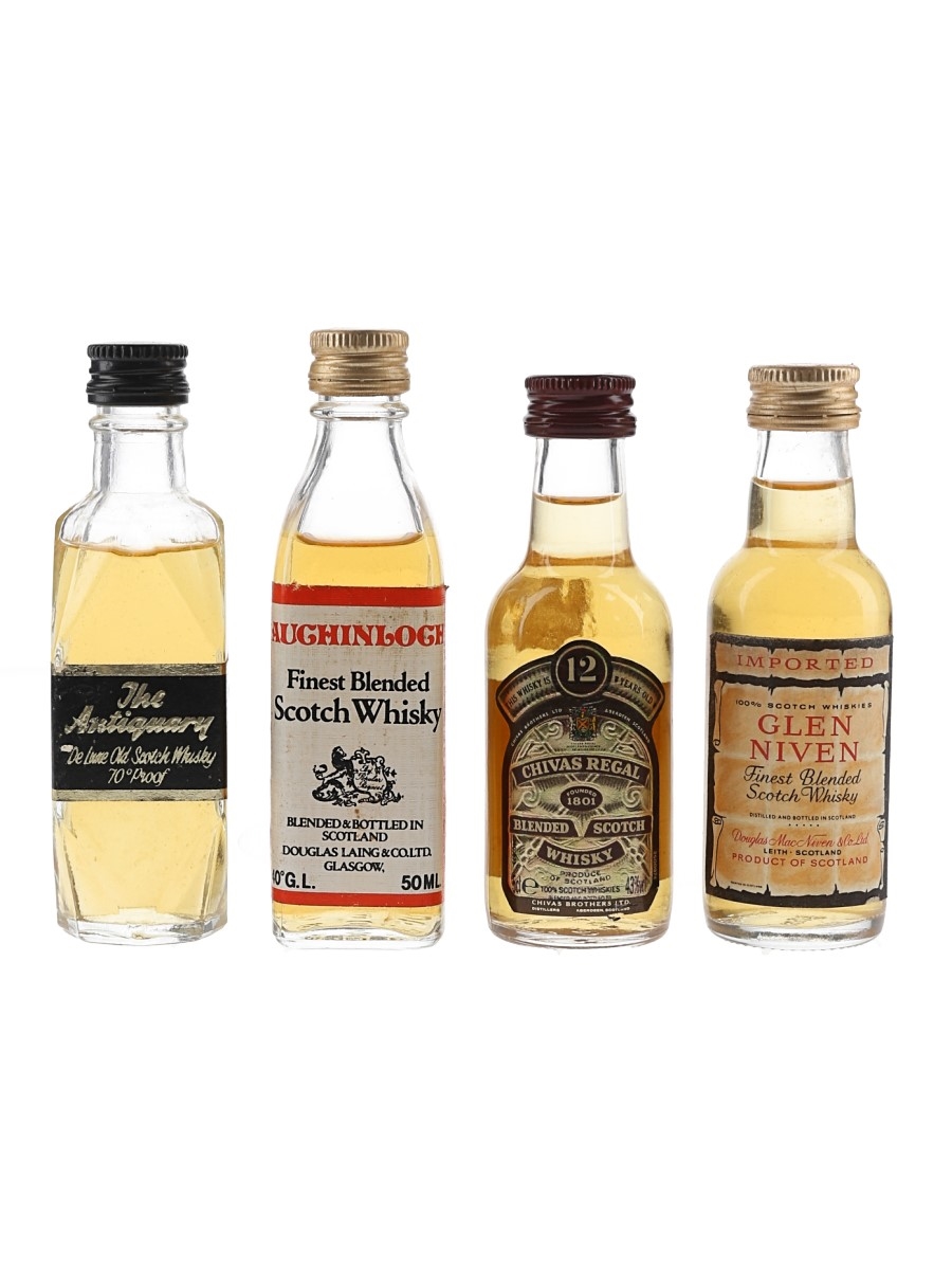 Antiquary, Auchinloch, Chivas Regal & Glen Niven Bottled 1970s-1980s 4 x 5cl