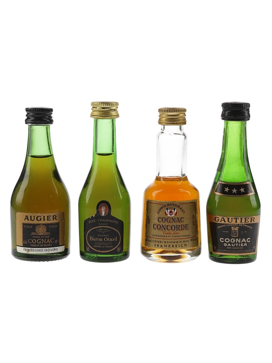 Augier, Baron Otard, Concorde & Gautier Bottled 1980s 4 x 3cl-4.5cl / 40%