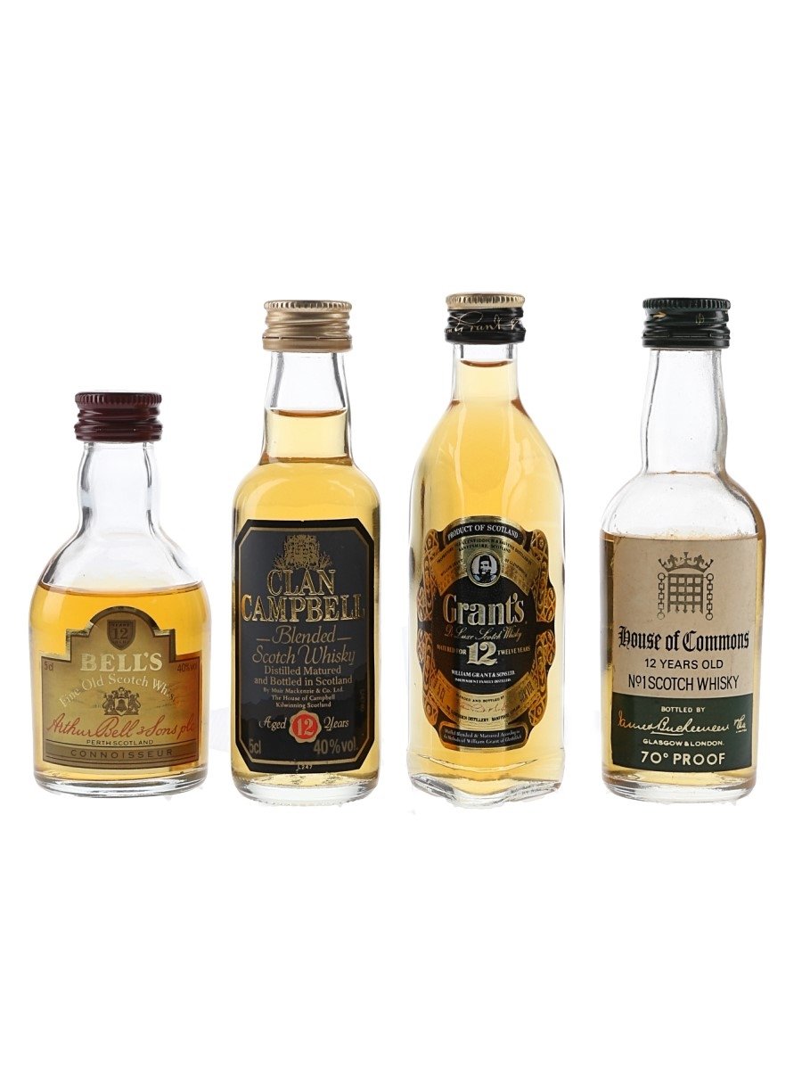 Bell's Connoisseur, Clan Campbell, Grant's & House of Commons Bottled 1970s-1980s 4 x 5cl / 40%