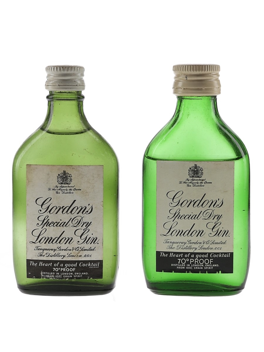 Gordon's Special Dry London Gin Bottled 1960s-1970s 2 x 5cl / 40%