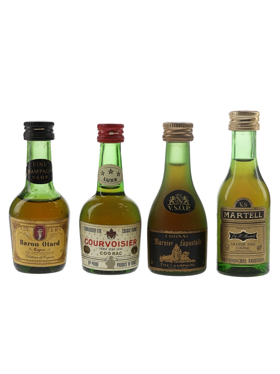 Baron Otard, Courvoisier, Marnier Lapostolle & Martell Bottled 1970s & 1980s 4 x 3cl / 40%
