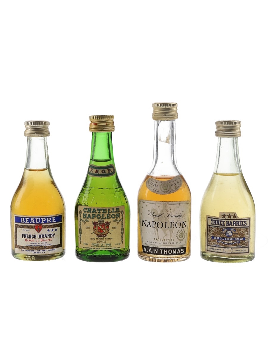 Assorted French Brandy Blended 1980s 4 x 5cl