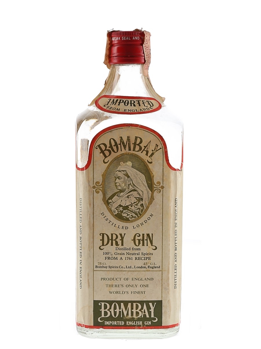 Bombay Dry Gin Bottled 1970s - Italfiltess Milano Export Import 75cl / 43%