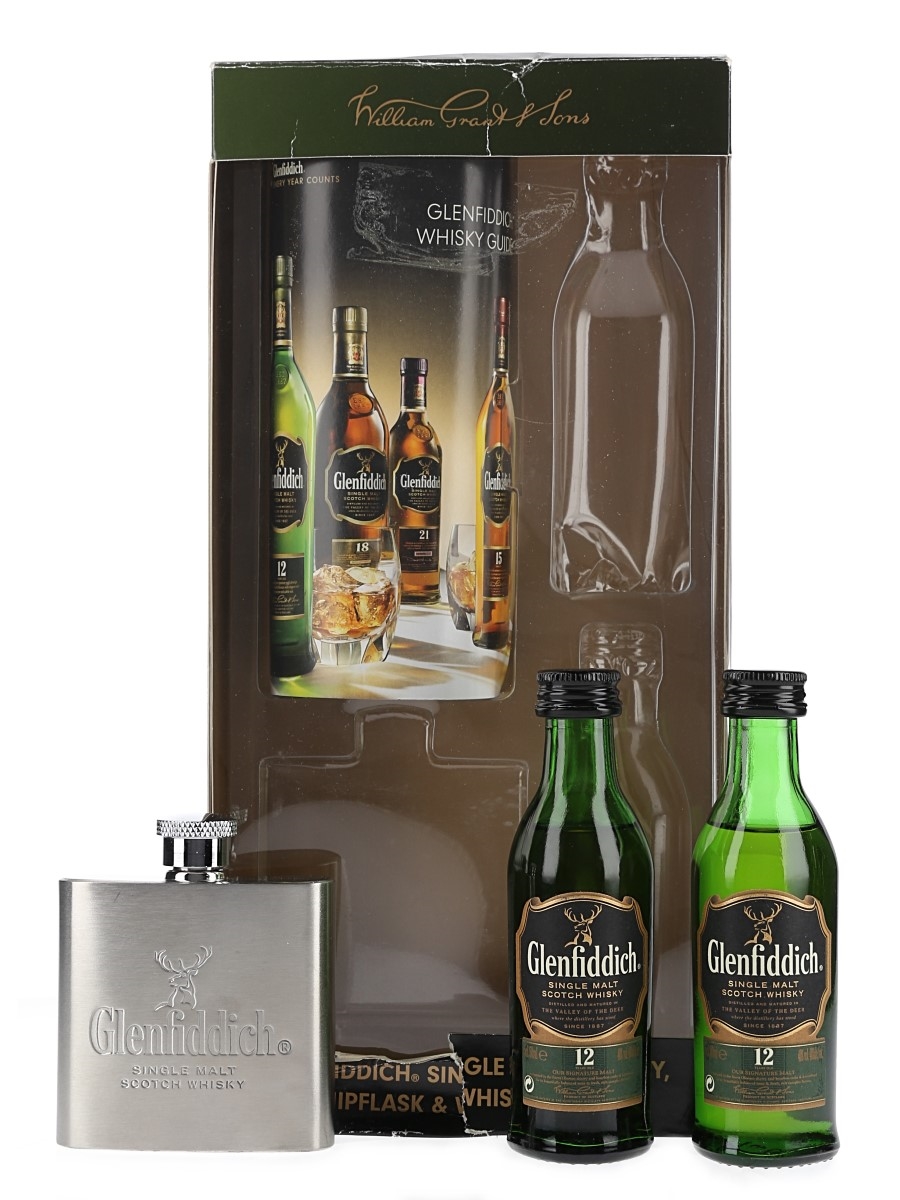 Glenfiddich Single Malt & Hip Flask Gift Pack 12 Year Old 2 x 5cl / 40%