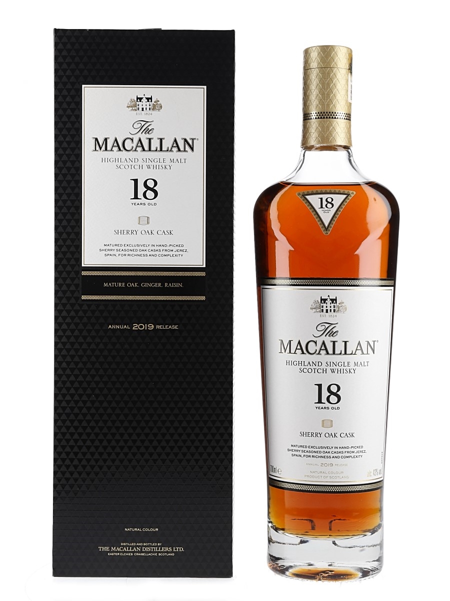 Macallan 18 Year Old Sherry Oak Annual 2019 Release 70cl / 43%