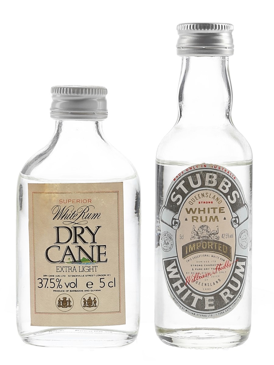 Stubbs & Dry Cane White Rum Bottled 1980s 2 x 5cl