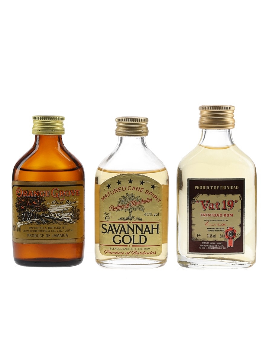 Orange Grove, Savannah Gold & Vat 69 Bottled 1980s 3 x 5cl