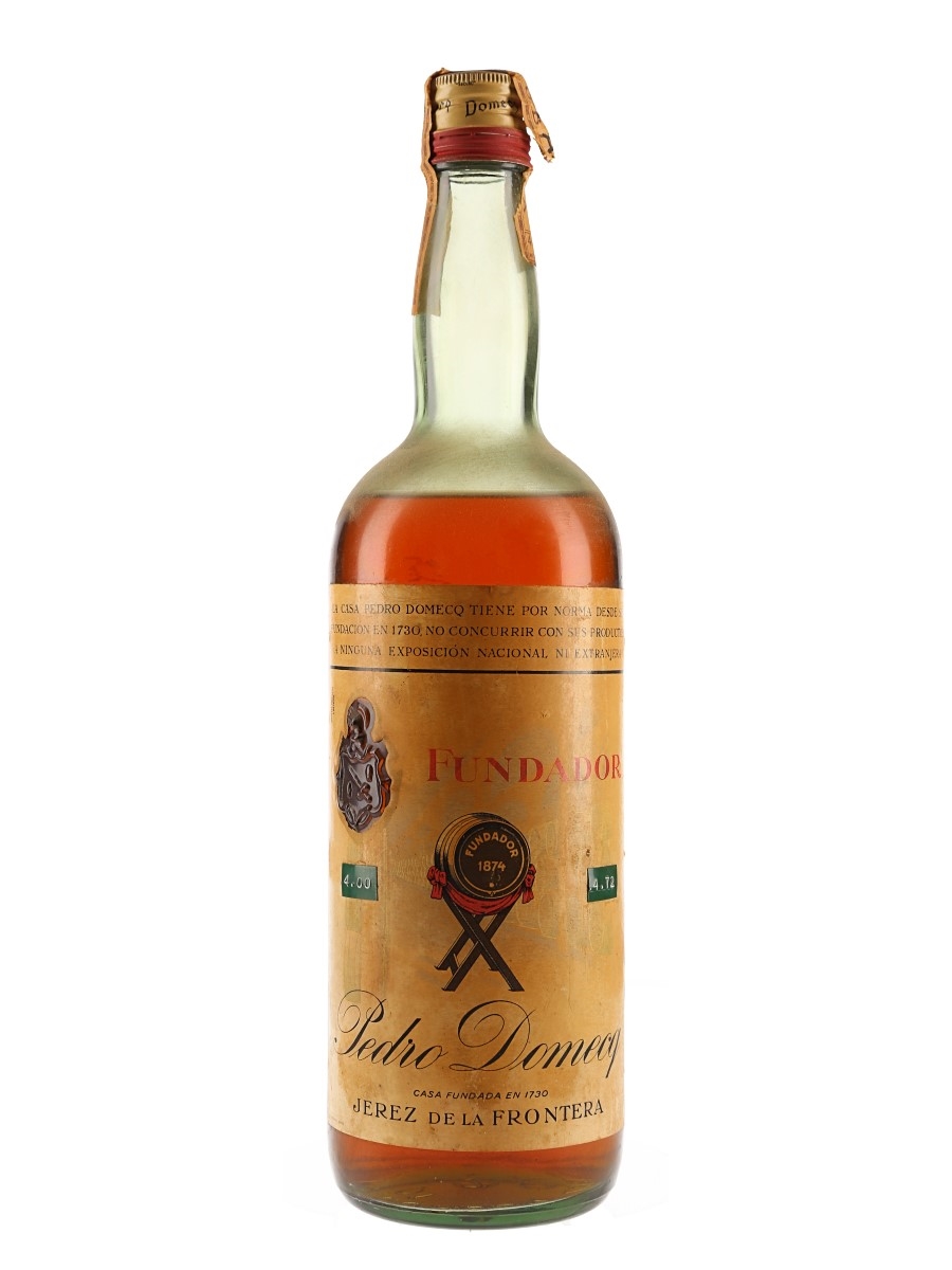 Pedro Domecq Fundador Brandy Bottled 1970s - Securo-Cap 100cl / 40%