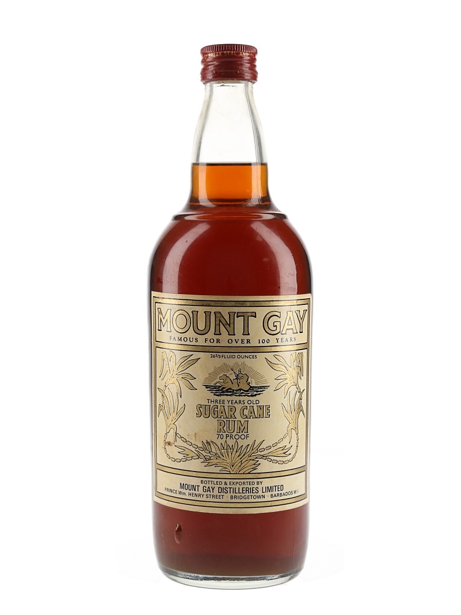 Mount Gay 3 Year Old Sugar Cane Rum Bottled 1970s 75.7cl