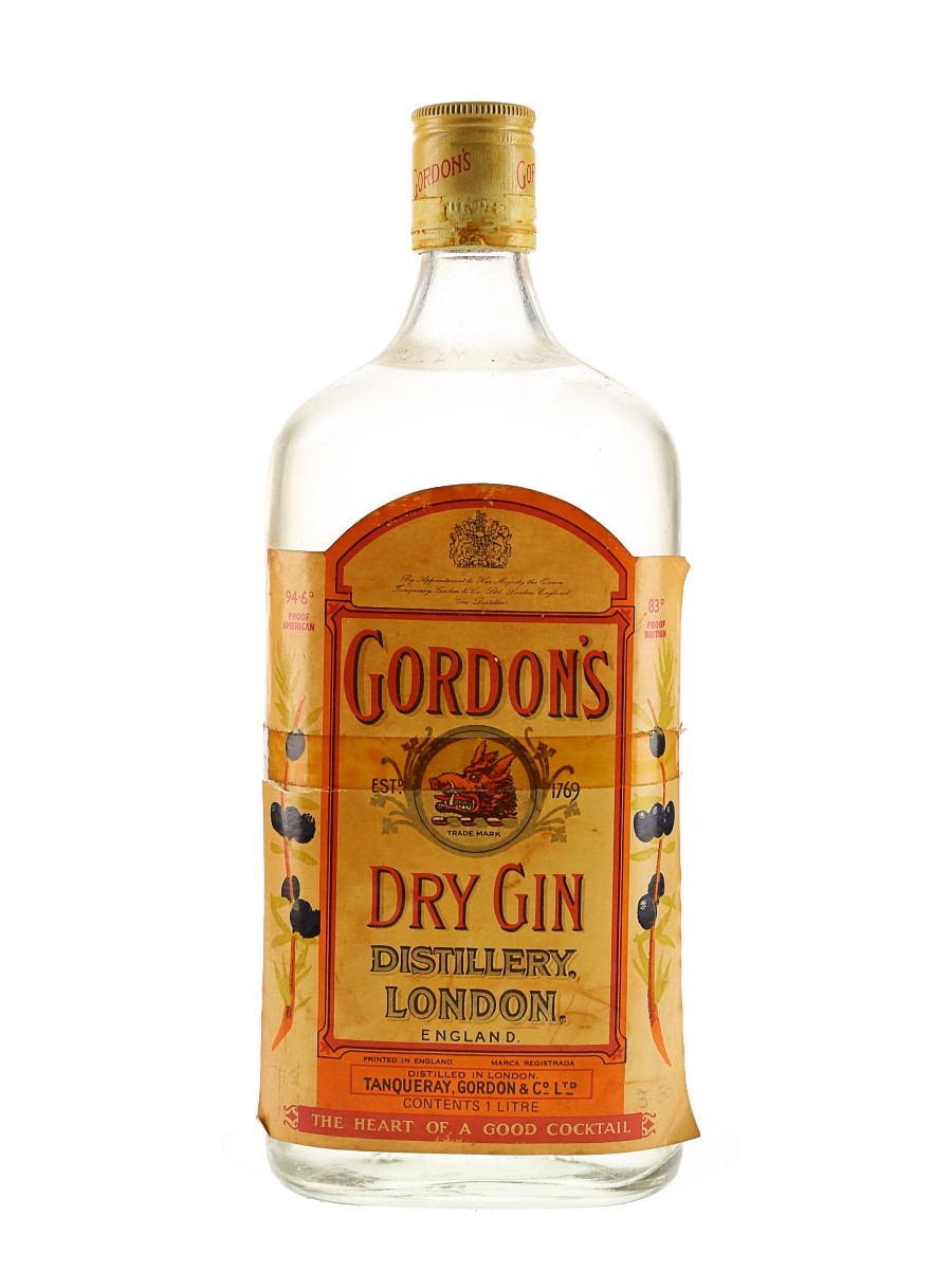 Gordon's Dry Gin Bottled 1970s 100cl / 47.4%