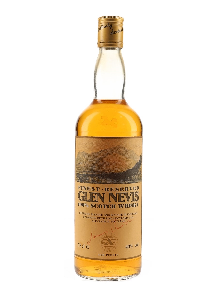 Glen Nevis Finest Reserve Bottled 1980s - Presto 75cl / 40%