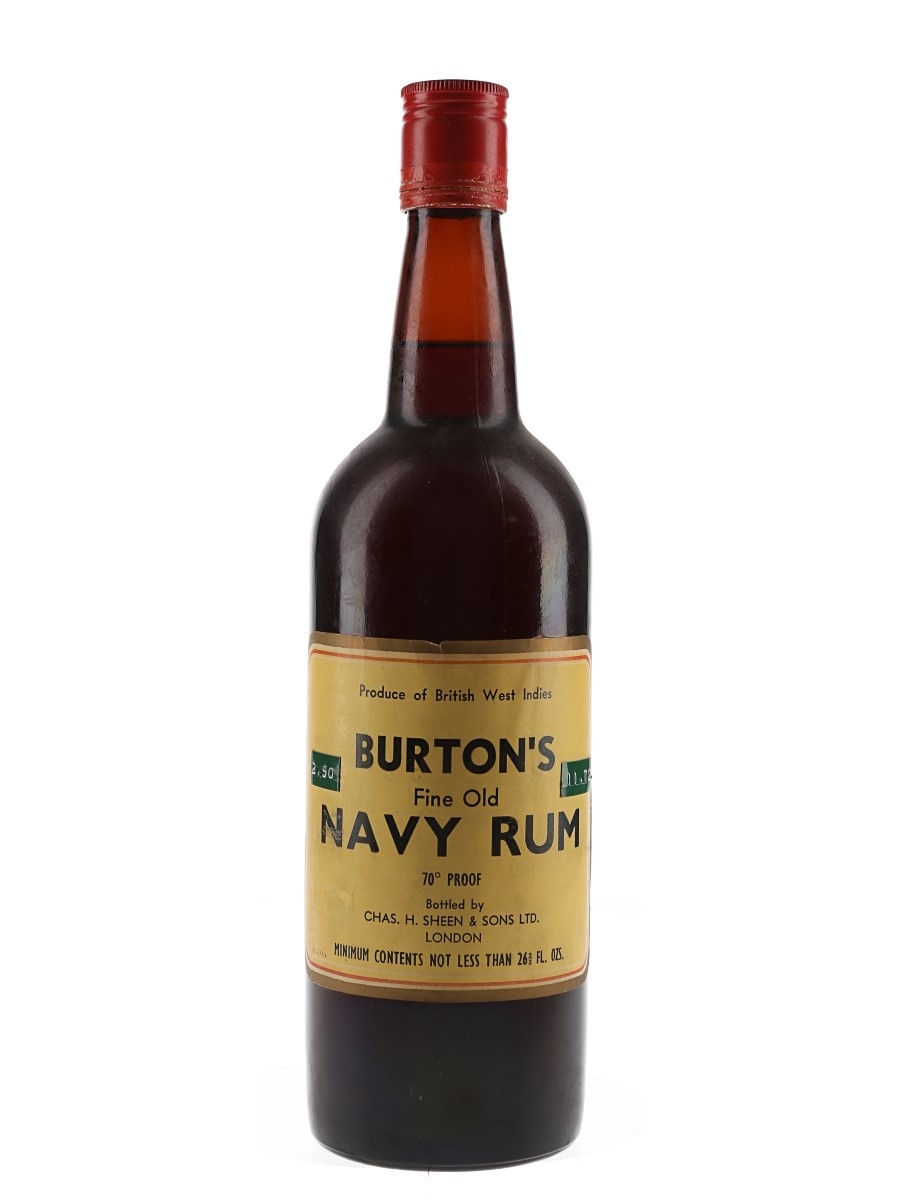 Burton's Fine Old Navy Rum Bottled 1970s - Chas H Sheen & Sons 75.7cl / 40%