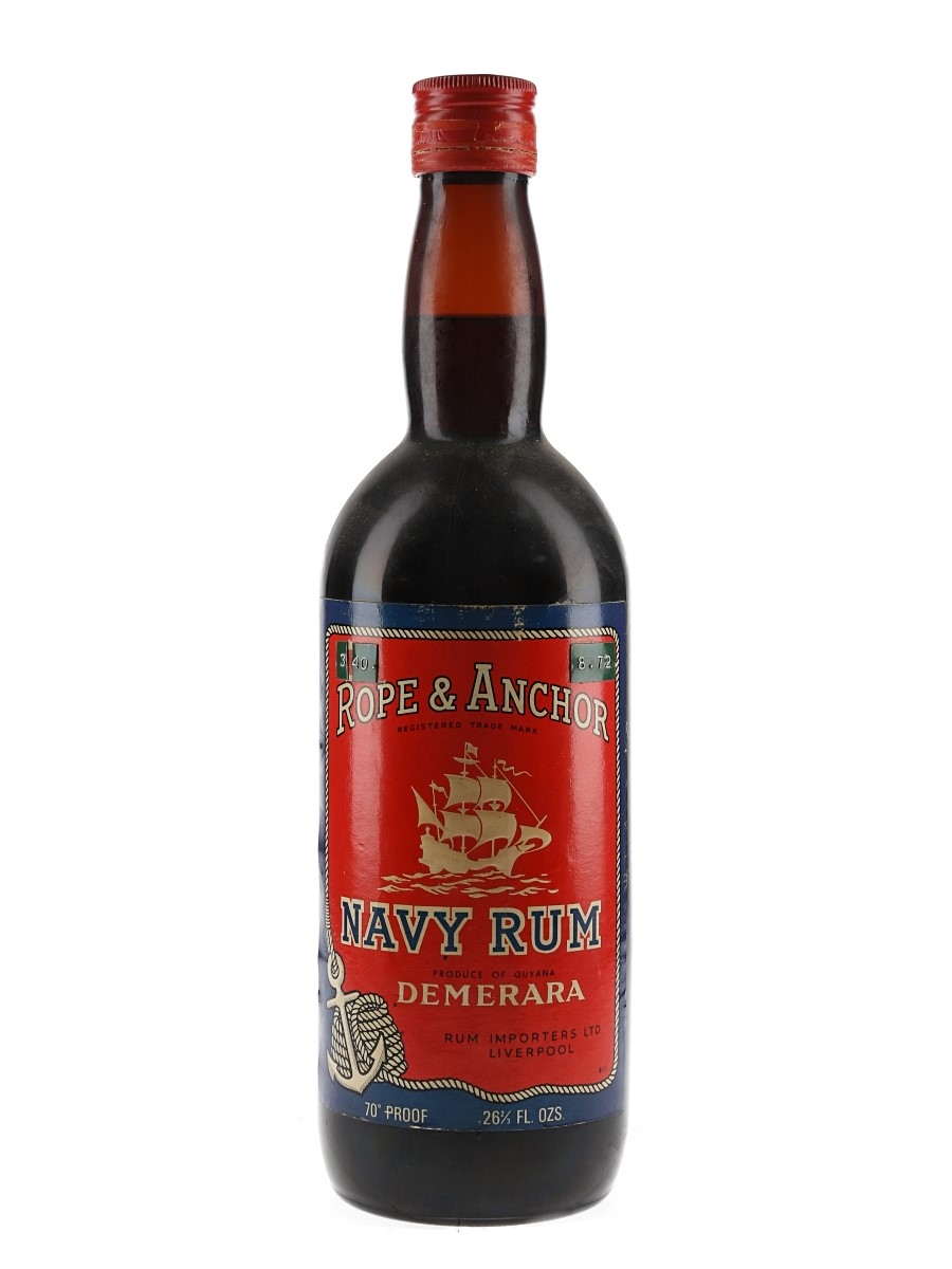 Rope & Anchor Demerara Navy Rum Bottled 1970s - Rum Importers Ltd. 75.7cl / 40%