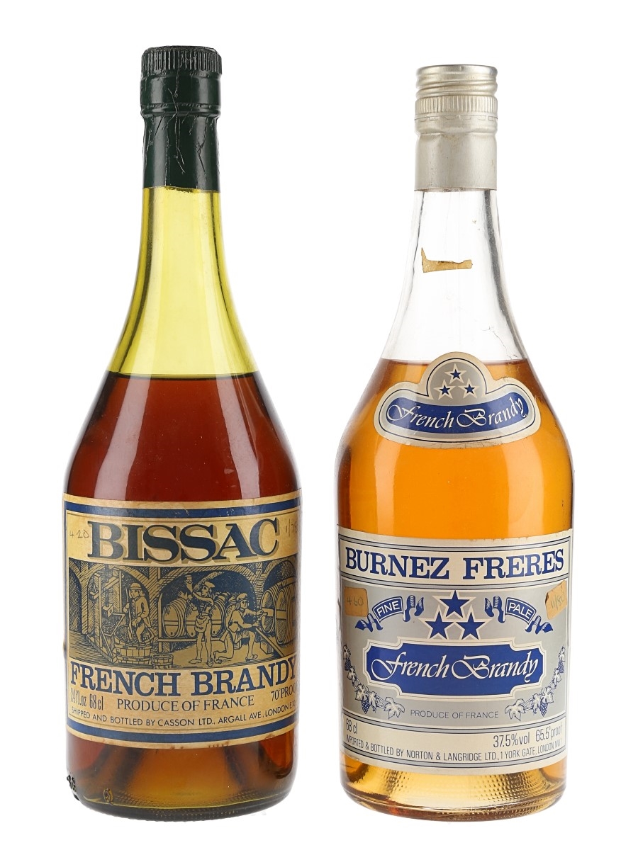 Bissac & Burnez Freres Brandy Bottled 1970 & 1980s 2 x 68cl / 38.75