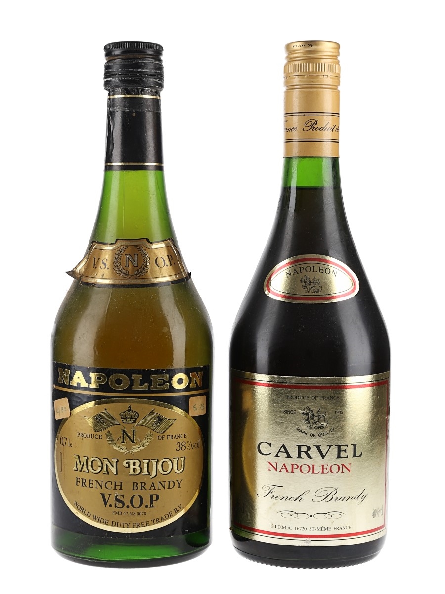 Carvel Napoleon & Mon Bijou VSOP Bottled 1970s & 1980s 2 x 70cl / 39%