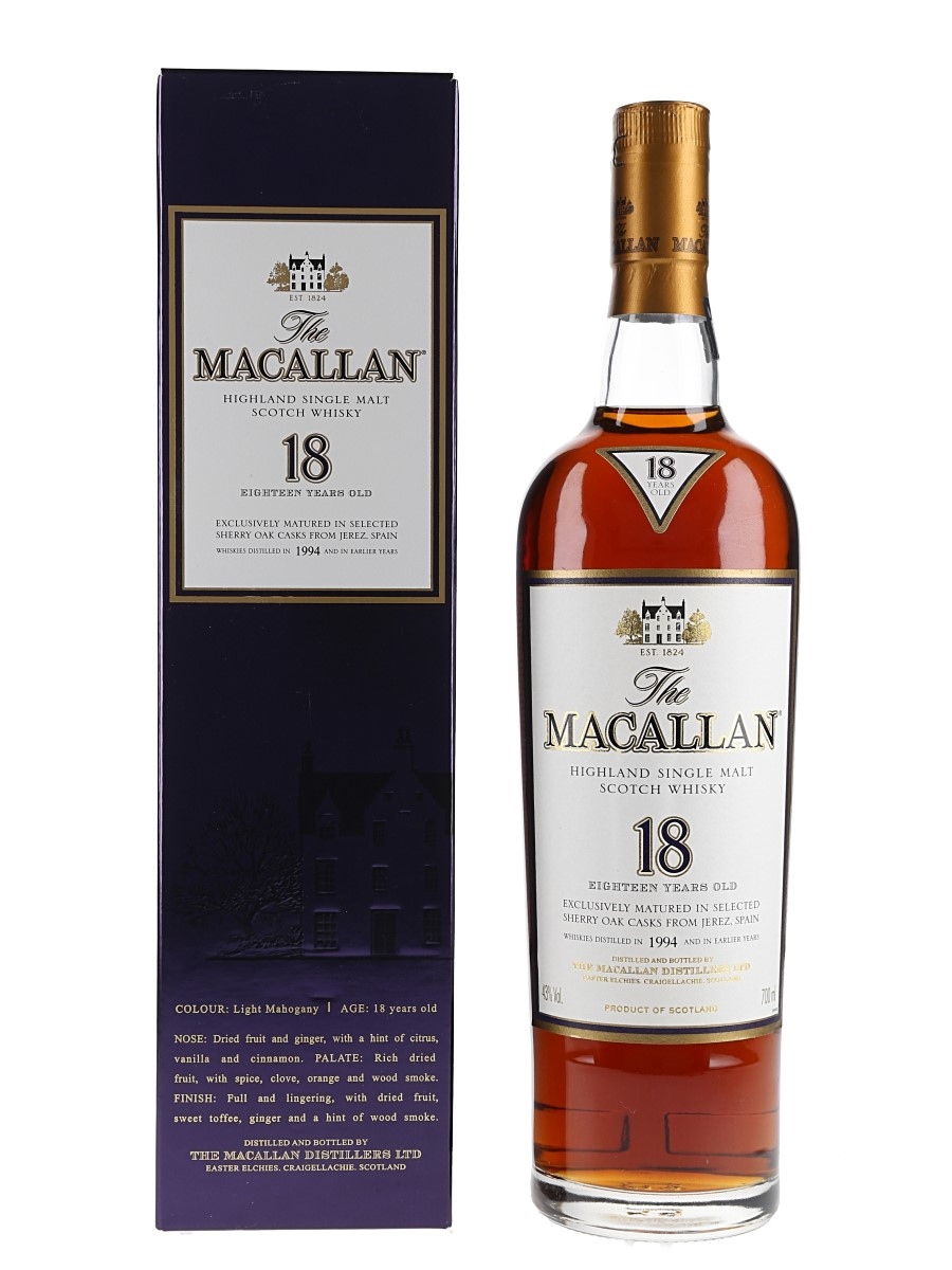Macallan 18 Year Old Distilled 1994 And Earlier 70cl / 43%