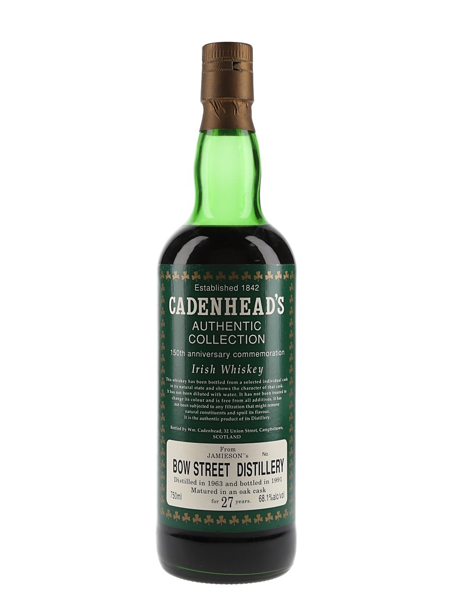 Jameson's Bow Street Distillery 1963 27 Year Old Bottled 1991 - Cadenhead's 150th Anniversary Commemoration 75cl / 68.1%
