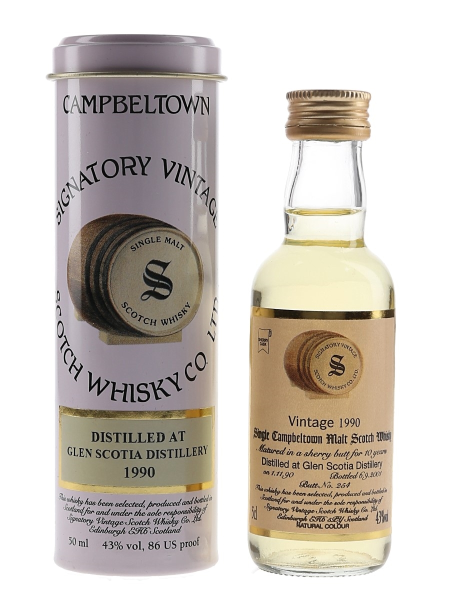 Glen Scotia 1990 10 Year Old Bottled 2001 - Signatory Vintage 5cl / 43%