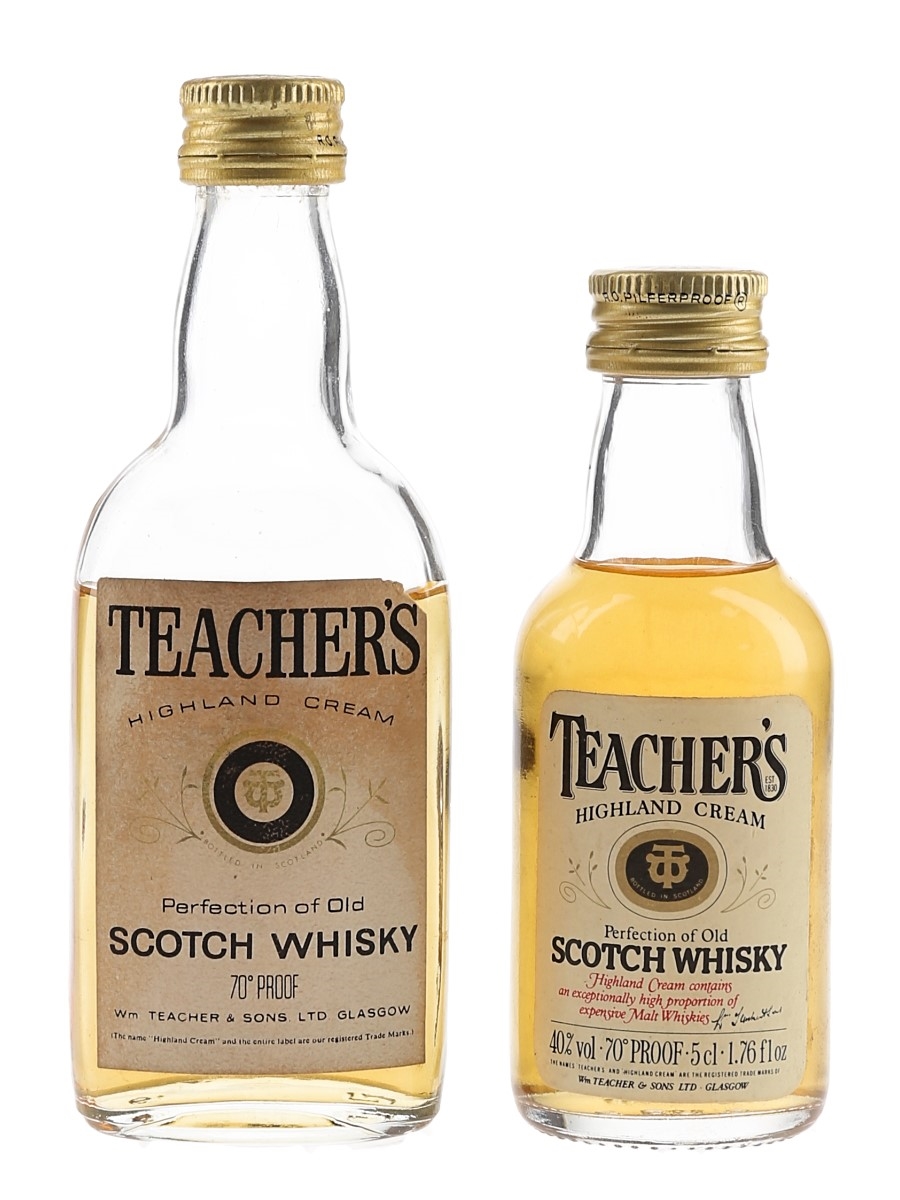 Teacher's Highland Cream Bottled 1970s - 1980s 2 x 5cl / 40%