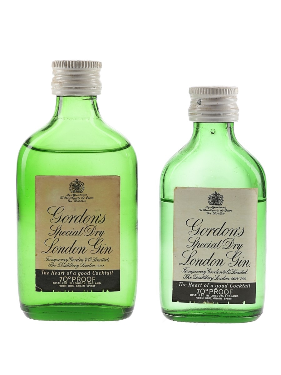 Gordon's Special Dry Gin Bottled 1970s 2 x 3cl & 5cl / 40%