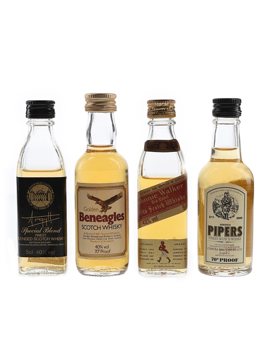 Argyll, Golden Beneagles, Johnnie Walker & Pipers Bottled 1970s-1980s 4 x 5cl  / 40%