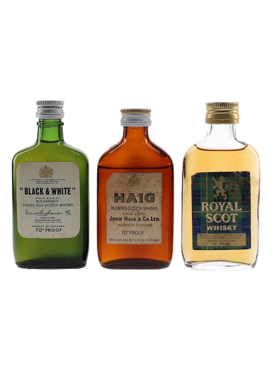 Black & White, Haig & Royal Scot Bottled 1960s & 1970s 3 x 5cl / 40%