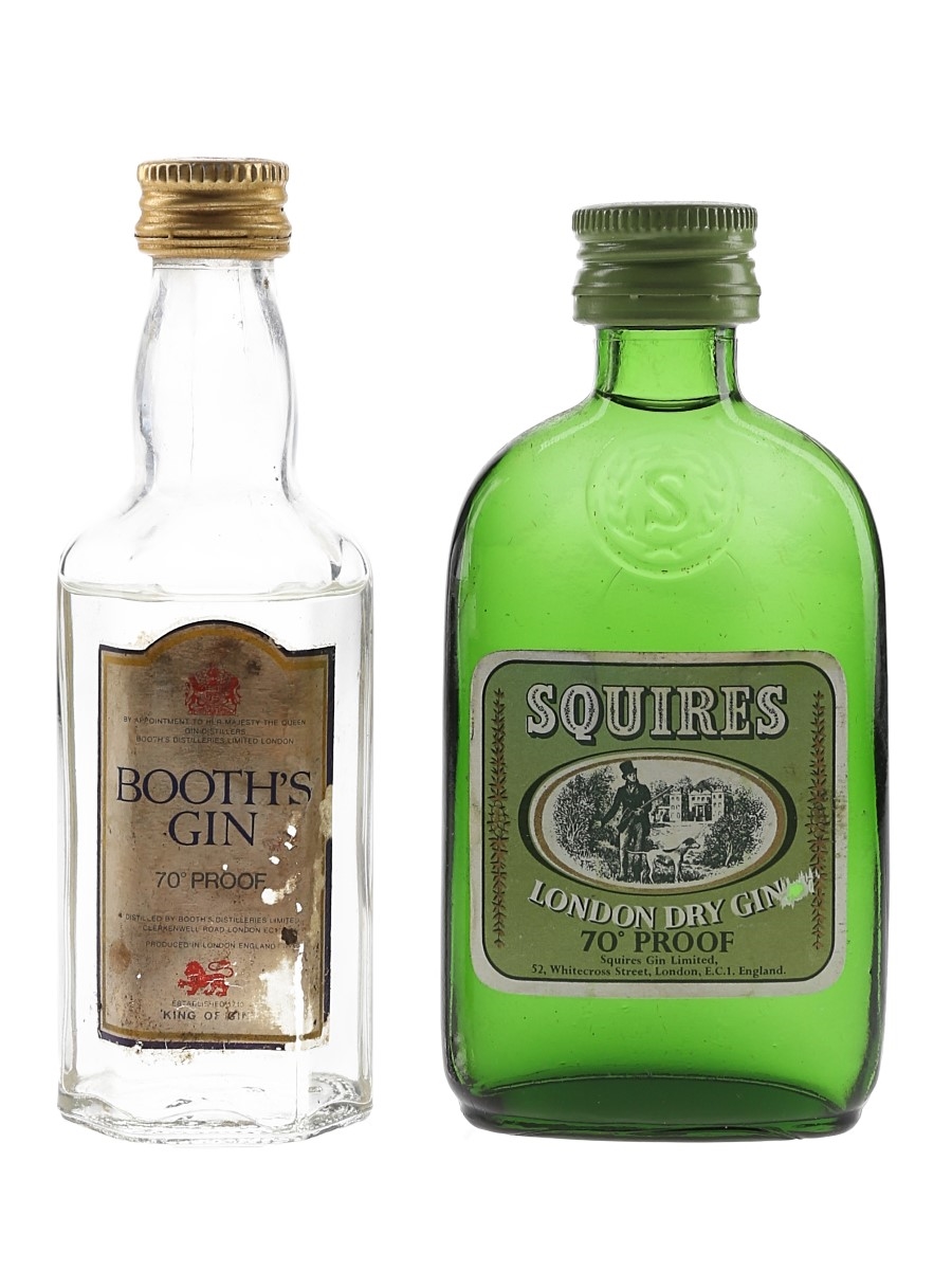 Booth's & Squires Gin Bottled 1970s 2 x 5cl / 40%