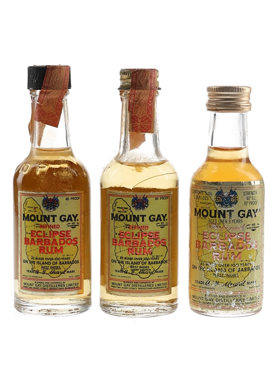 Mount Gay Eclipse 3 Year Old & Eclipse Bottled 1970s 3 x 5cl